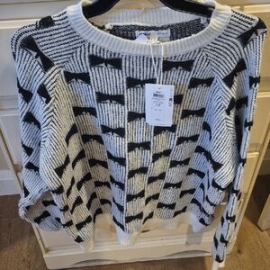 Only Black and White Geometric Sweater